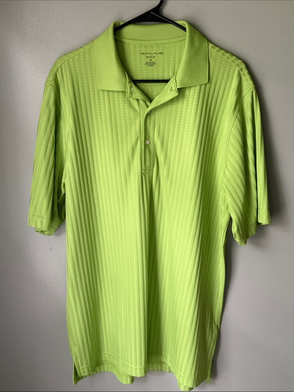 NICHOLAS Neon Lime Green Men's Golf Polo